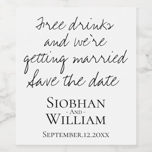 Save the Date Handschriftlich Personalisiert Weinetikett (Einzelnes Label)