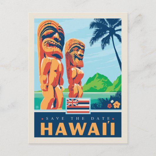 Save The Date | Hawaii Einladungspostkarte (Vorderseite)