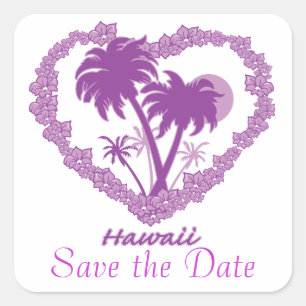 Save the Date Hawaii Quadratischer Aufkleber