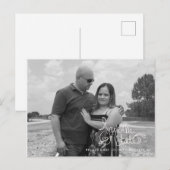 Save the Date Heart Arrow Script Hand Letter Po Postkarte (Vorne/Hinten)