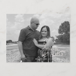 Save the Date Heart Arrow Script Hand Letter Po Postkarte