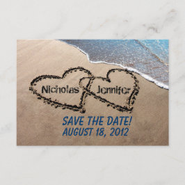 Save the Date Hearts Sand Beach Hochzeit Einladung