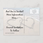 Save the Date Hearts Sand Beach Hochzeit Postkarte (Rückseite)
