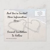 Save the Date Hearts Sand Beach Hochzeit Postkarte (Rückseite)
