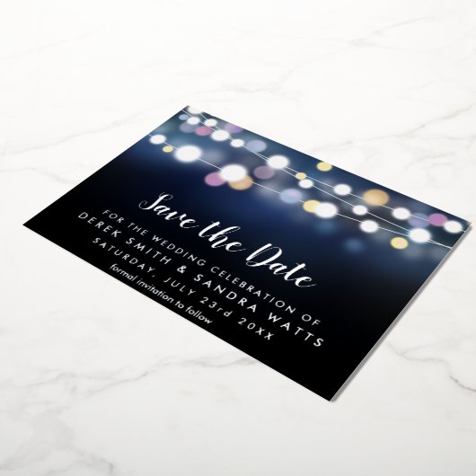 Save the Date helle Lichter Folieneinladung (Gedreht)