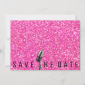 Save the Date Hellrosa Glitzer Microfone (Vorderseite)