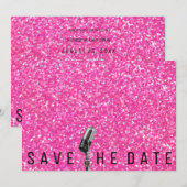 Save the Date Hellrosa Glitzer Microfone (Vorne/Hinten)