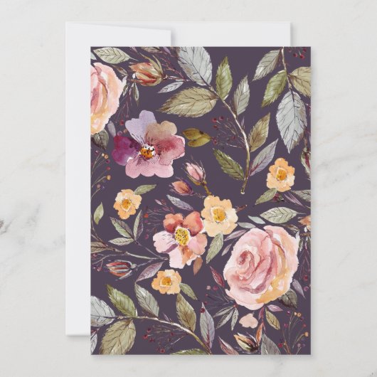 Save The Date. Herbst-Blume-Hochzeit Einladung (Rückseite)