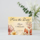 Save the Date Herbst Farbe Blumenstrauß Terracotta Postkarte (Stehend Vorderseite)