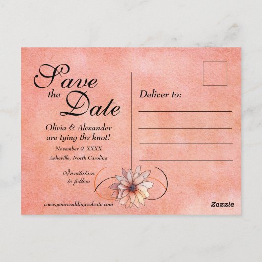 Save the Date Herbst Farbe Blumenstrauß Terracotta Postkarte (Rückseite)