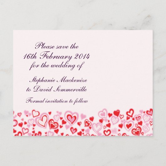 Save the Date Herz & Bows lila rosa Karte (Rückseite)