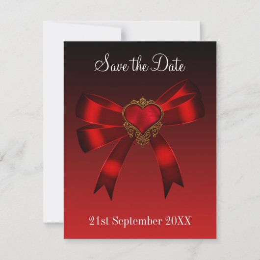 Save the Date Herz Deep Red Gold Black (Vorderseite)