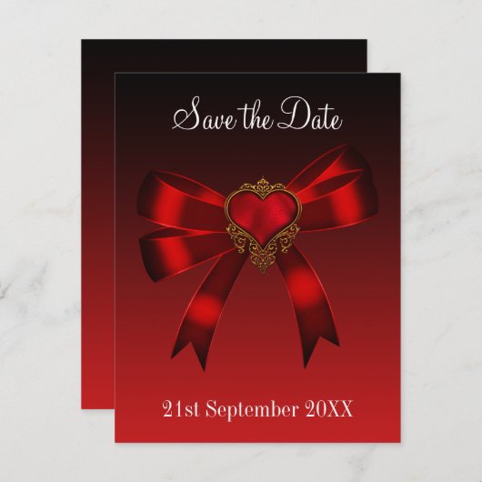 Save the Date Herz Deep Red Gold Black (Vorne/Hinten)