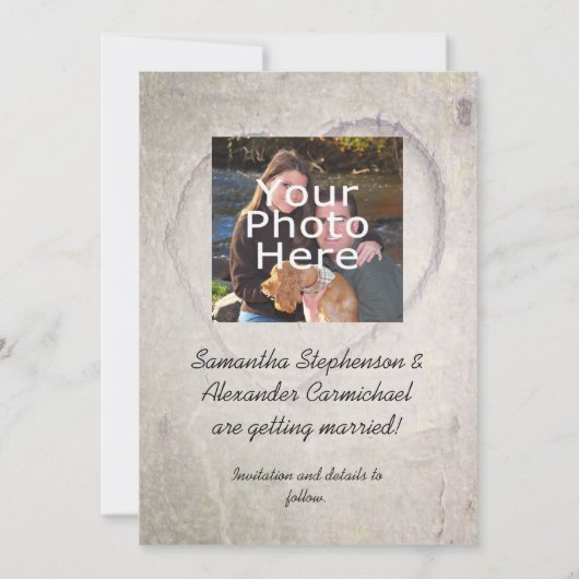 Save the Date, Herz in Tree verkündet Save The Date (Rückseite)