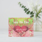 Save the Date - Herz und Wirbel Ankündigungspostkarte (Stehend Vorderseite)