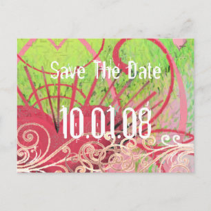 Save the Date - Herz und Wirbel Ankündigungspostkarte