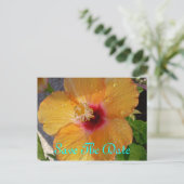 Save the Date Hibiskus Postkarte (Stehend Vorderseite)