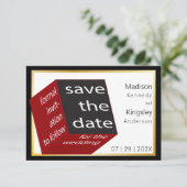 Save the Date High Tech Black Red Geometry Cube (Stehend Vorderseite)