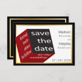 Save the Date High Tech Black Red Geometry Cube (Vorne/Hinten)