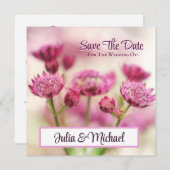 Save the Date Hochzeit Blumenrosa Foto Einladung (Vorne/Hinten)