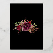 Save the Date Hochzeit Burgund Blume Rose Gold Folieneinladung (Rückseite)