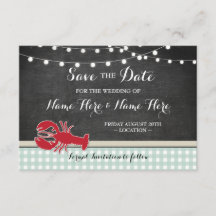 Save the Date Hochzeit Crawfish Boil Lobster Einla