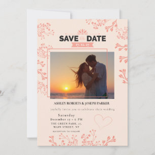 Save the Date - Hochzeit des eleganten Rosa-Fotos Feiertagskarte