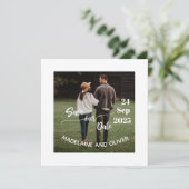 Save the Date Hochzeit Einfaches Foto Modernes Einladung (Stehend Vorderseite)