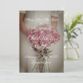 Save the Date Hochzeit Einladung Bride Peonies (Stehend Vorderseite)