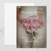 Save the Date Hochzeit Einladung Bride Peonies (Vorne/Hinten)