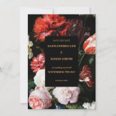Save the Date Hochzeit Einladung Dunkelrote Blüte (Vorderseite)