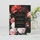 Save the Date Hochzeit Einladung Dunkelrote Blüte (Stehend Vorderseite)