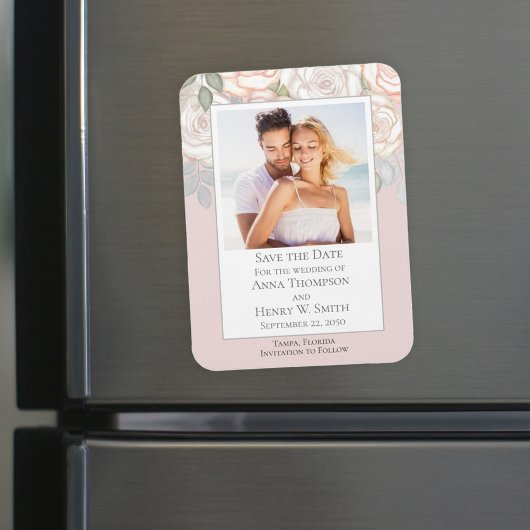 Save the Date Hochzeit Elegant Moderner Blumenrot Magnet