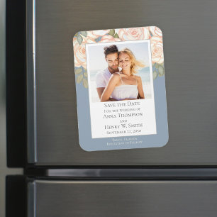 Save the Date Hochzeit Elegant Modernes Dusty Blue Magnet