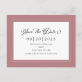 Save the Date Hochzeit Elegantes rosa Modernes Dre Ankündigungspostkarte (Vorderseite)