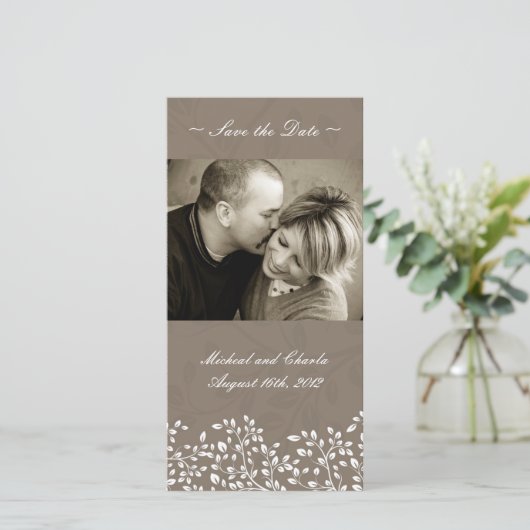 Save the Date Hochzeit Fotokarte (4x8) (Stehend Vorderseite)