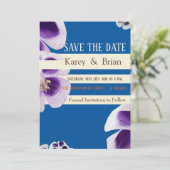 Save the Date Hochzeit Fotokarte Elegant Blau (Stehend Vorderseite)