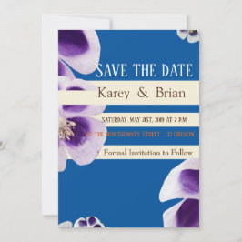 Save the Date Hochzeit Fotokarte Elegant Blau