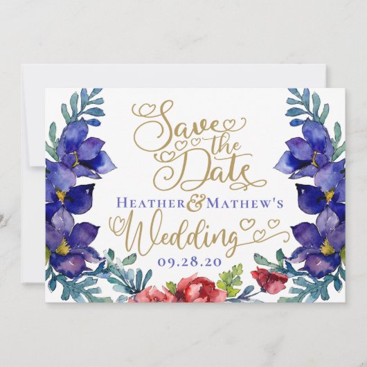 Save the Date Hochzeit | Fröhlichkeit, Floral und Einladung (Vorderseite)