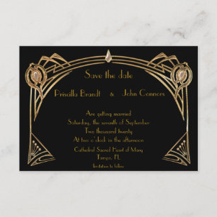 Save the Date Hochzeit, großartig Gatsby, schwarz  Einladung