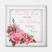 Save the Date Hochzeit Hübsch Pink Roses Bouquet Magnet (Vorne)