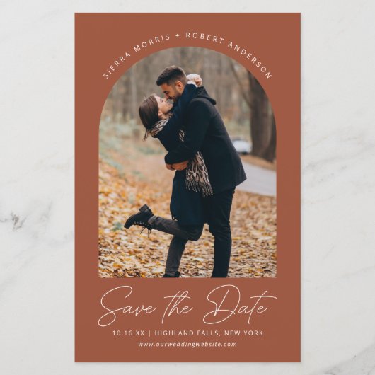 Save the Date Hochzeit im Herbst Moderner Bogen (Vorderseite)