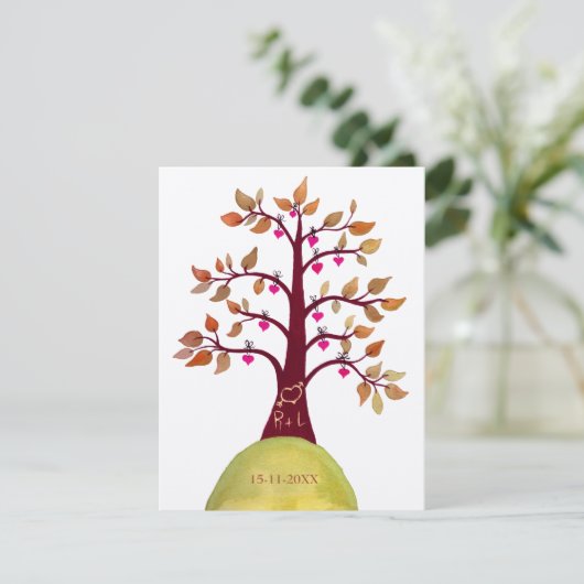 Save the Date Hochzeit im Herbst Tree Carving Einl (Stehend Vorderseite)