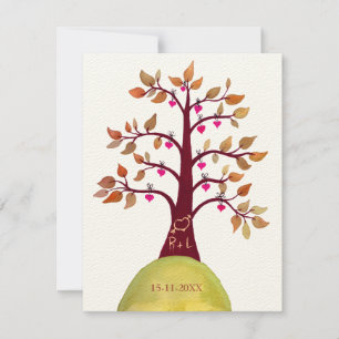 Save the Date Hochzeit im Herbst Tree Carving Einl