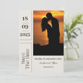 Save the Date Hochzeit in Beige und Braun Einladung (Stehend Vorderseite)