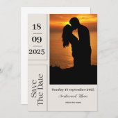 Save the Date Hochzeit in Beige und Braun Einladung (Vorne/Hinten)