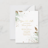Save the Date Hochzeit in Gold und Grün Mitteilungskarte (Vorderseite)