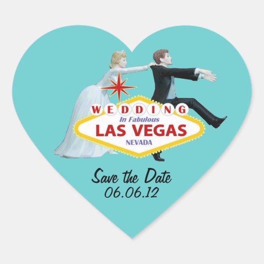 Save the Date Hochzeit in Las Vegas-Aufkleber Herz-Aufkleber (Vorderseite)