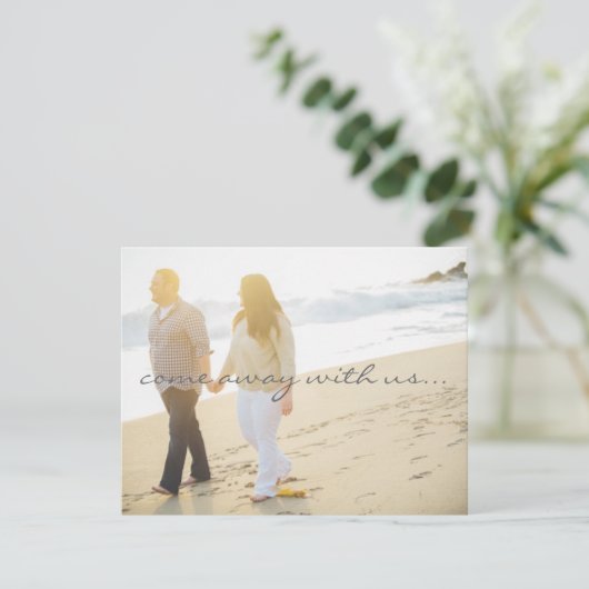 Save the Date Hochzeit in Urlaubsort (Stehend Vorderseite)