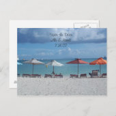 Save the Date - Hochzeit in Urlaubsort am Strand Ankündigungspostkarte (Vorne/Hinten)